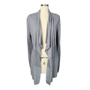 The Kooples Sport Grey Open Front‎ Wool Cashmere Knit Cardigan Long Line Medium